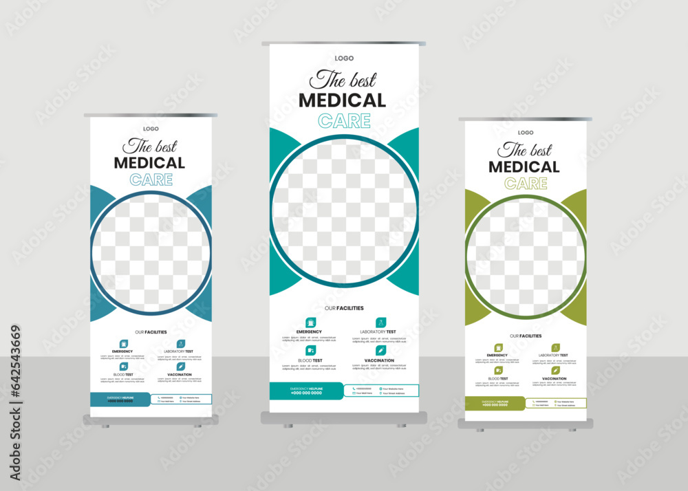 Creative Medical roll up banner design template. Creative Medical roll up banner design template.