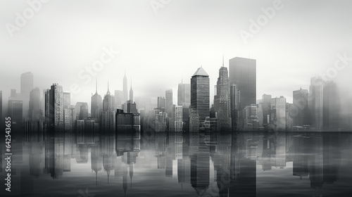 Cityscape - skyline - illustration - black and white 