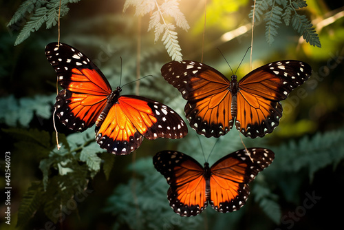 Three Butterflies On A Flower, Butterfly