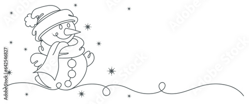 Snowman line art style vector illustration, christmas element design