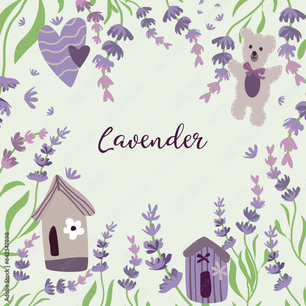 Vector floral background with Lavender flowers . Vector floral background with Lavender flowers .