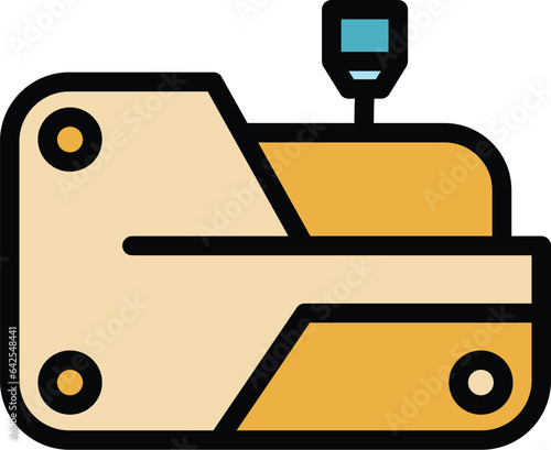 Car part printing icon outline vector. Printer design. Motor future color flat