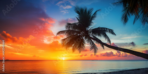 Palm tree close up view at the picturesque sky background. Tropical beach at the exotic island      Barbados stock image