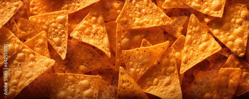 A pile of doritos, close up. Generative AI.