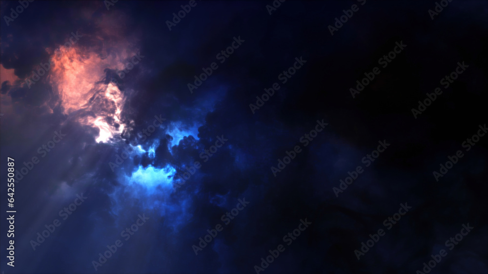 3D rendering of thunderclouds with bright lightning flashes 3D rendering of thunderclouds with bright lightning flashes