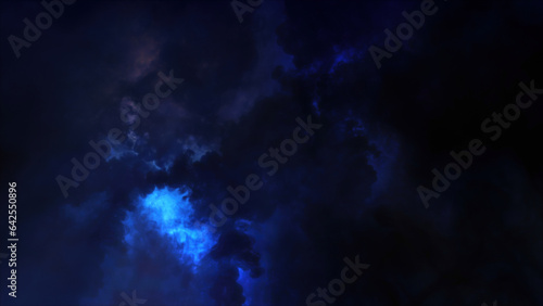 3D rendering of thunderclouds with bright lightning flashes