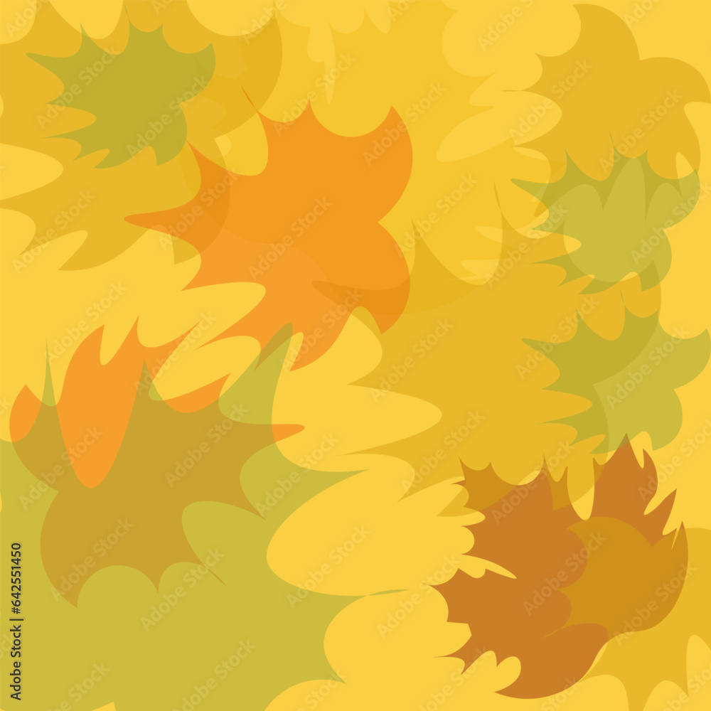 Abstract autumn background with falling multicolored maple leaves on transparent layers