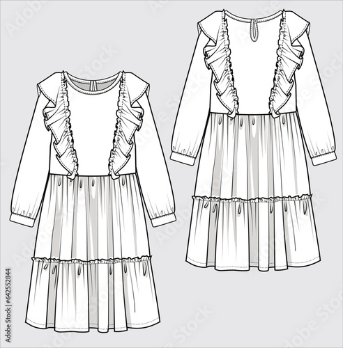 WOMEN AND GIRLS WEAR LONG DRESS VECTOR ILLUSTRATION
