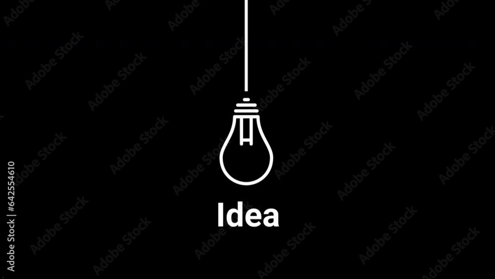 Hanging Light bulb Outline Dropping Down and balancing with the Idea word attached. Line art animation Black and Green Screen version included. Hanging Light bulb Outline Dropping Down and balancing with the Idea word attached. Line art animation Black and Green Screen version included.