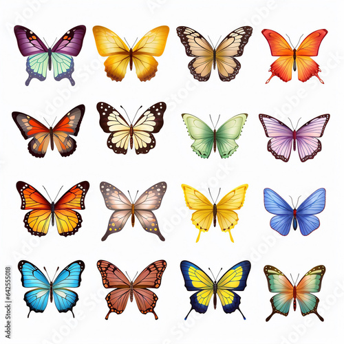Beautiful butterflies set isolated on transparent background © Nour