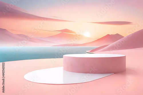 3d-render abstract geometric shapes scene minimal, design for cosmetic or pro...
