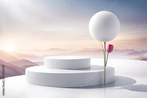 White stage mockup for presentation cosmetic product, advertising, design wit...