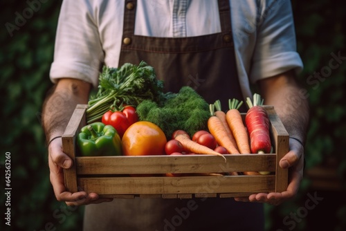 Man holding a box with fresh vegetables © amankris99