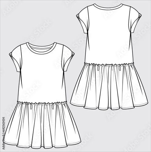 WOMEN AND GIRLS WEAR LONG DRESS VECTOR ILLUSTRATION