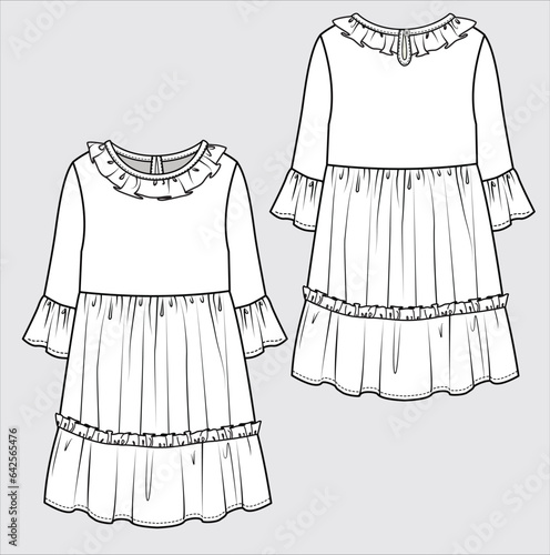 WOMEN AND GIRLS WEAR LONG DRESS VECTOR ILLUSTRATION