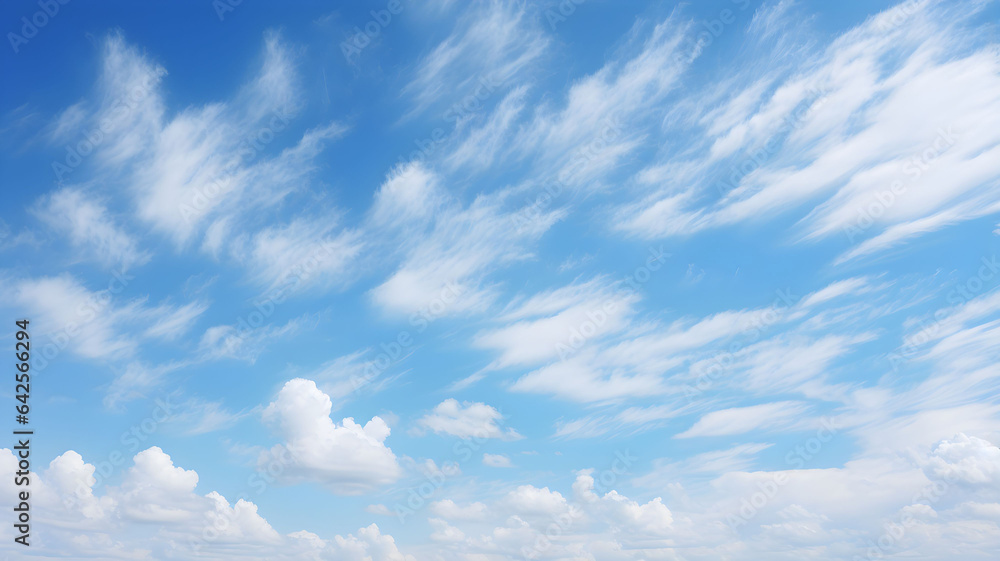 Blue sky with white clouds, long cirrus clouds,  cirrostratus, sunny day, fair weather, bright daylight, sky with few clouds, sky gradient, sky background, nature, 
