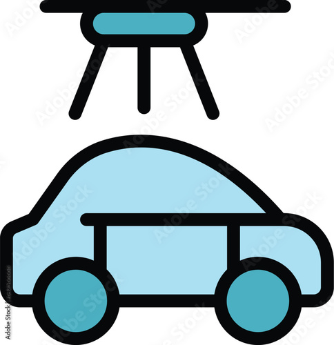Car auto spray icon outline vector. Check car body. Service repair color flat