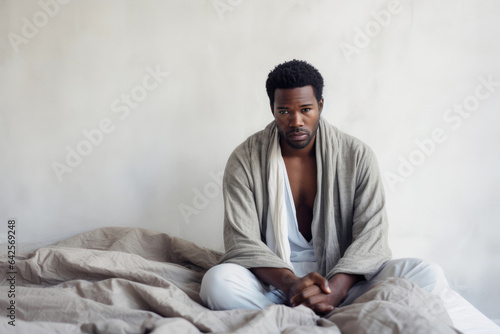 Miserable African Descent Individual on Bed