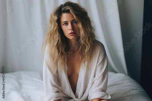 Sad Young Woman Alone in Bed © Andrii 