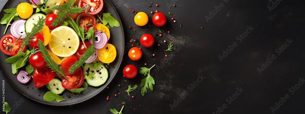 Assortment of fresh vegetables with copy space