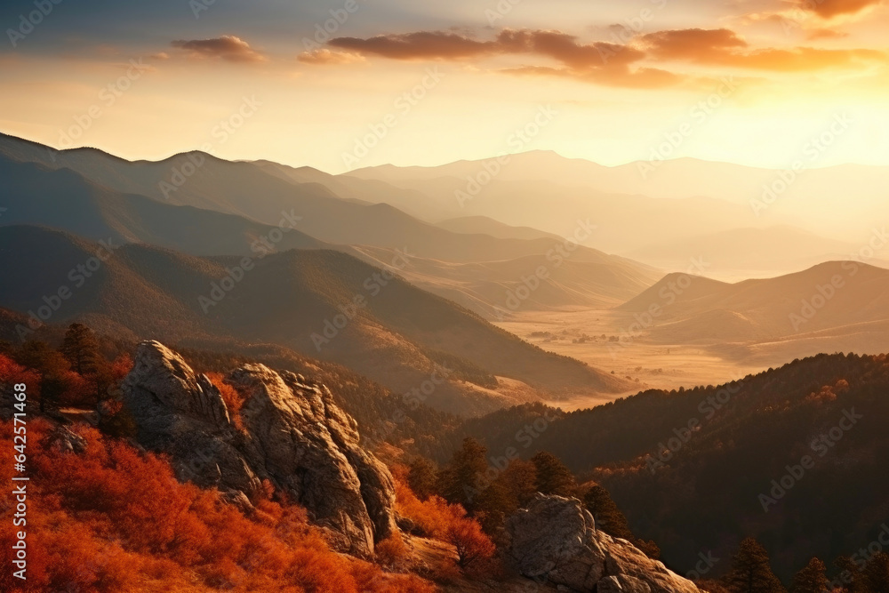 Golden Hour Glory: Autumn Ridge Mountains