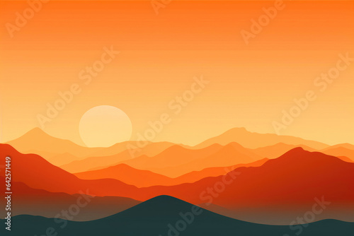 Vibrant Sunset View of the Mountain Horizon