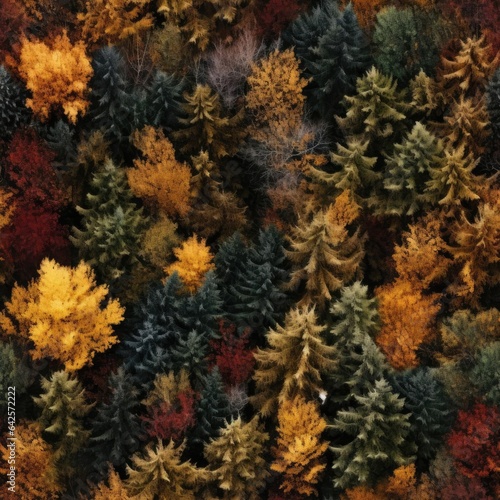 Seamless. Top view of the autumn forest