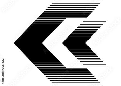 Striped black arrow. on a white background. Vector pattern. Modern design element. Abstract vector background