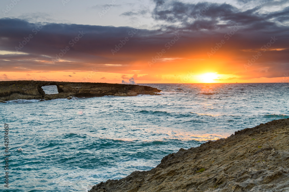 Sunrise over pacific island