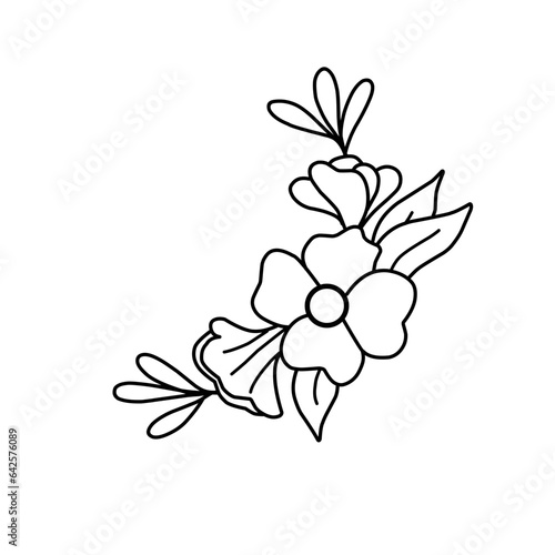 Elegant minimal style floral vector isolated,Hand drawn round line border © Radityaaji