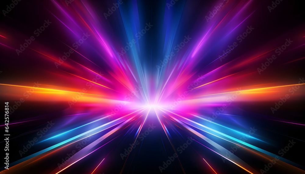 Futuristic neon light beams through space - Generativ AI Futuristic neon light beams through space - Generativ AI