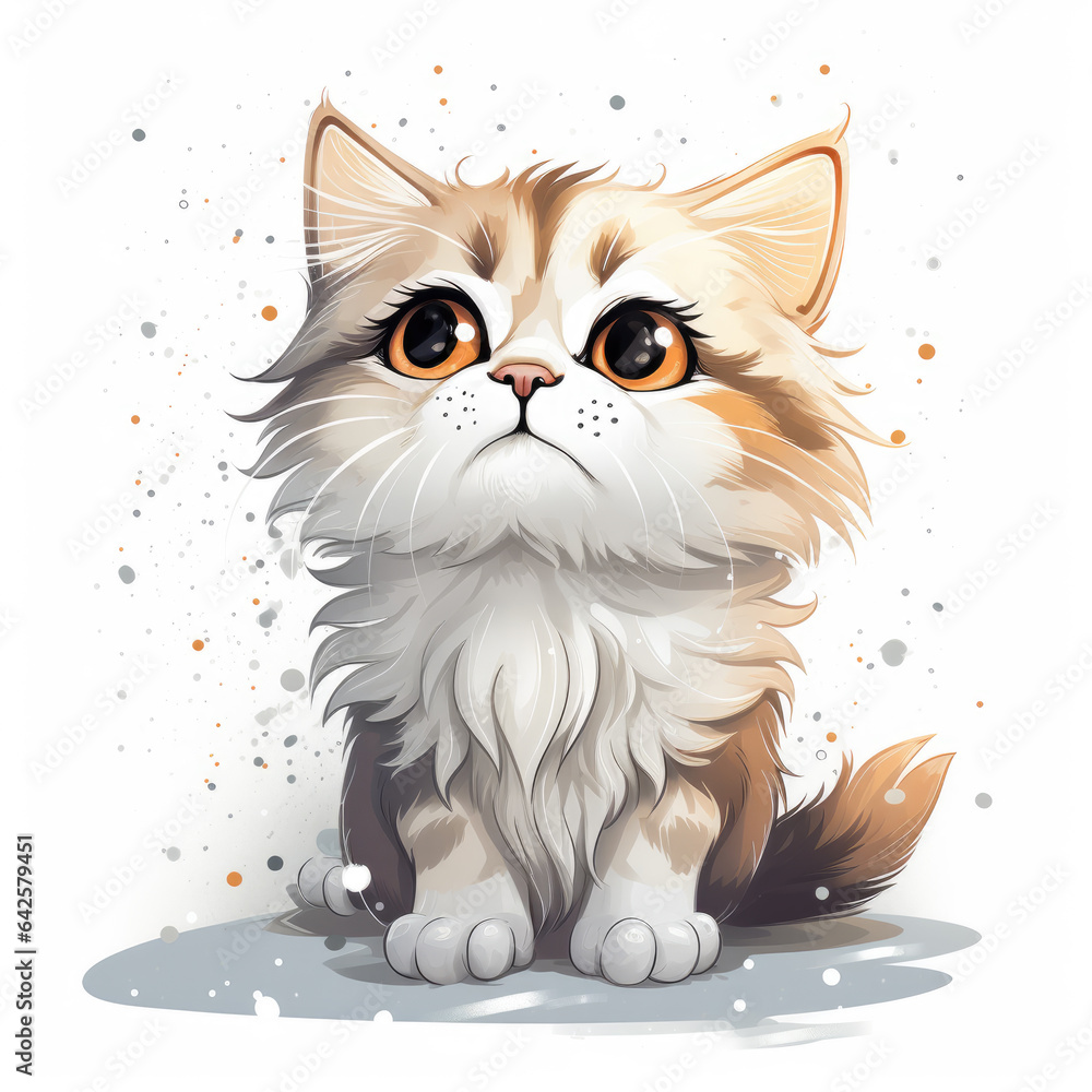 sad cute cat, illustration on white background (AI) sad cute cat, illustration on white background (AI)