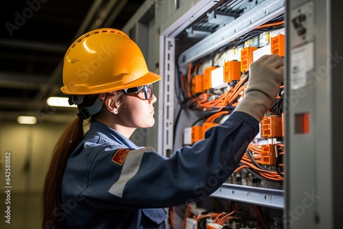 commercial electrician working on a fuse box