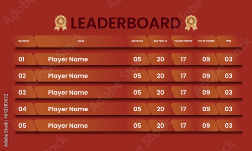 creative game leaderboard design vector, abstract colorful leaderboard