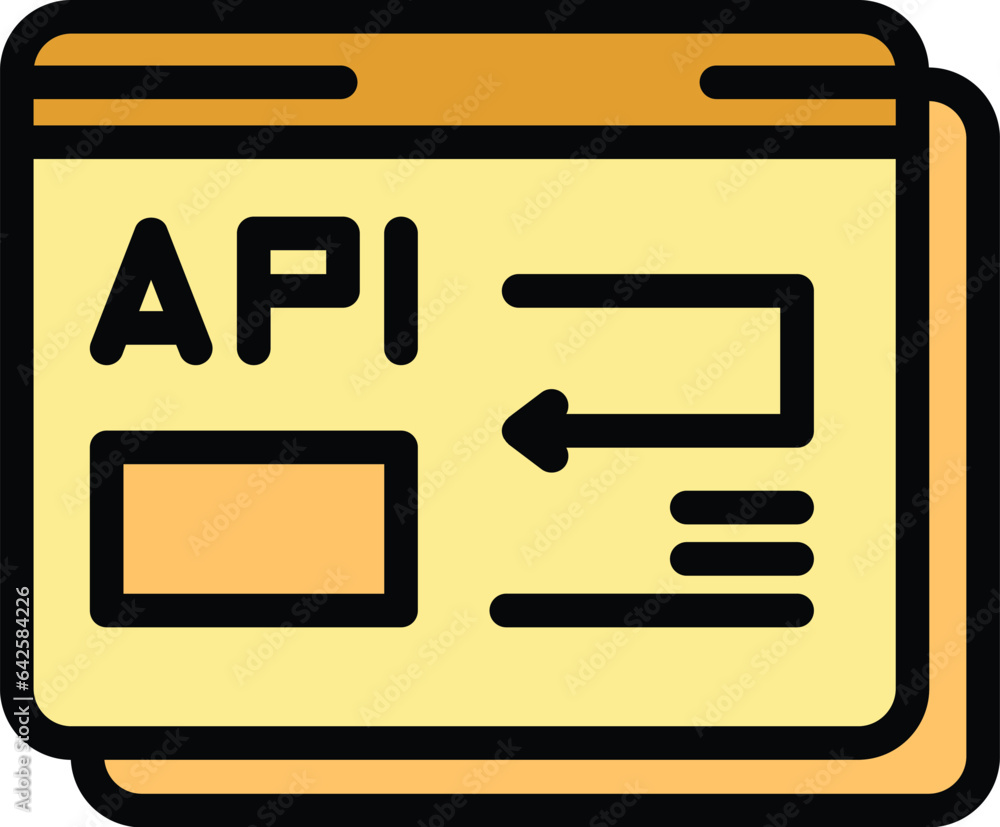 Web api icon outline vector. Computer process. App code color flat Web api icon outline vector. Computer process. App code color flat