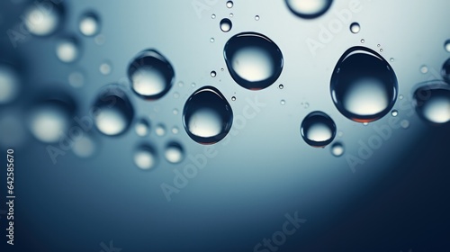 Abstract rain drops macro, magnified inner reflection, clean uncluttered minimalism with clear clarity, steel blue and rustic orange color tinge - generative AI