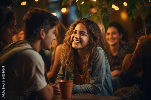 A person enjoying a moment of laughter with friends  highlighting the importance of joy in mental health. Generative Ai.