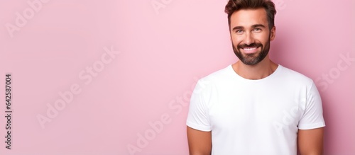 Brunette man with beard pos...