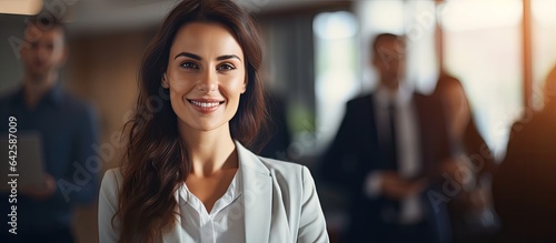 Smiling businesswoman prese...