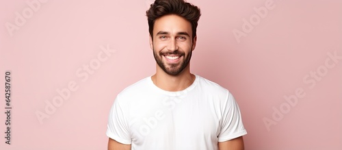 Brunette man with beard pos...