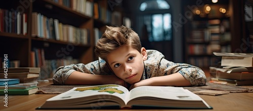A white schoolboy reading i...