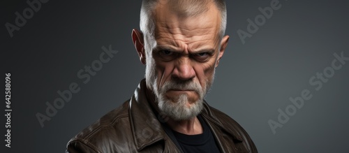 Angry man with gray backgro...