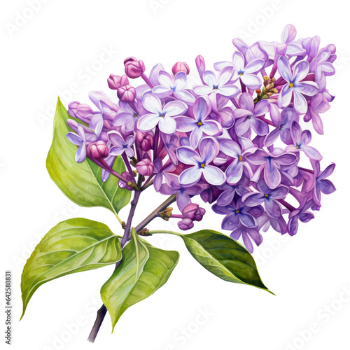watercolor drawing of a lilac branch