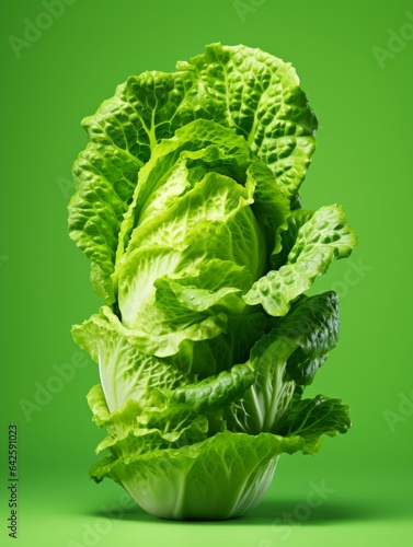 Fresh Organic Lettuce Vegetable Photorealistic Vertical Illustration. Healthy Vegetarian Diet. Ai Generated bright Illustration with Delicious Juicy Lettuce Vegetable.