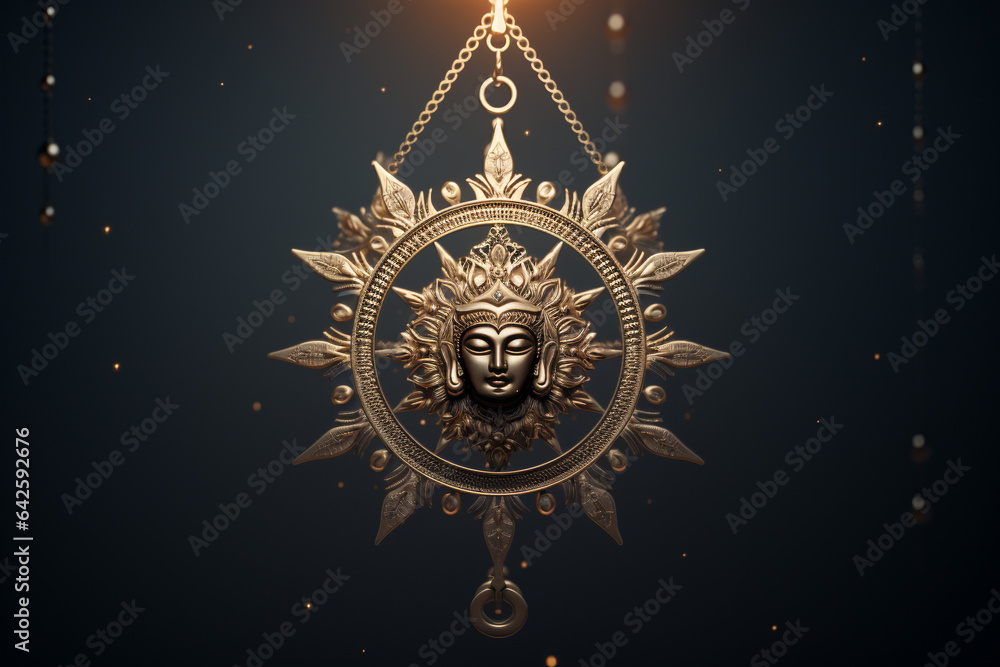 Fototapeta premium Dussehra. Hindu festival celebrated in India and other countries. It symbolizes the victory of good over evil and associated with worship of the god Rama and his victory over the demonic king Ravana,