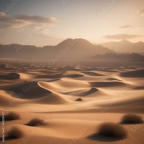 A dreamy, surreal desert landscape with floating islands1