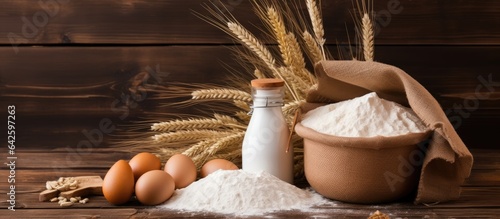 Bag with flour eggs and whe...