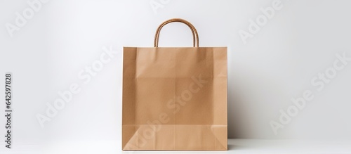 Brown bag on white surface