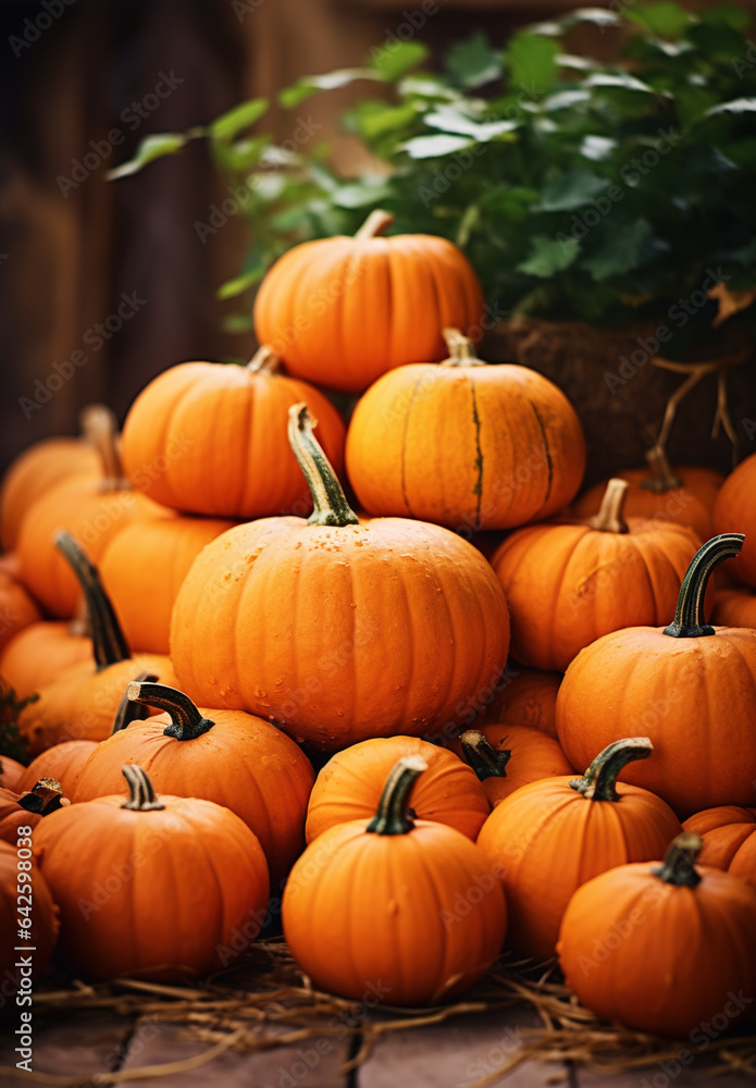 Pumpkins on wooden table Pumpkins on wooden table