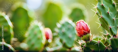 Close up of a cactus bud wi...